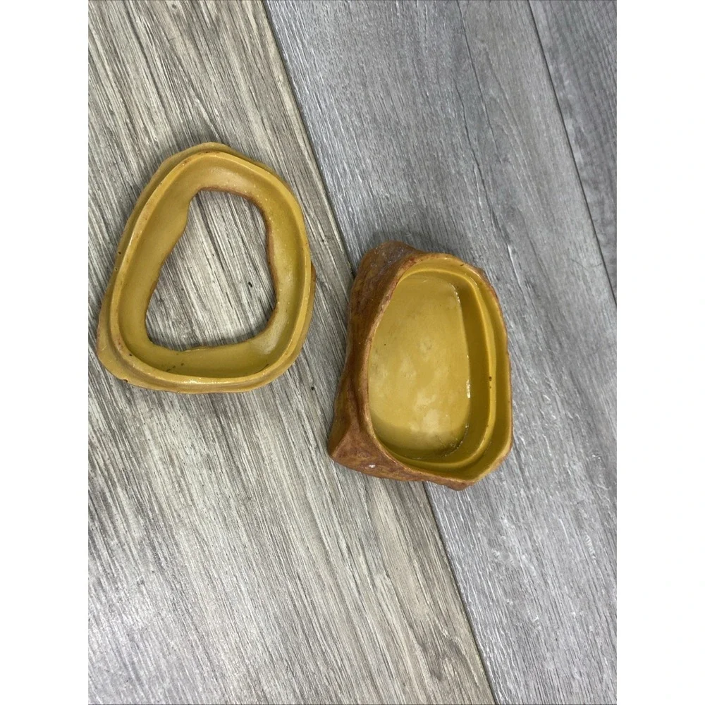Natural Rock Style Reptile Hide and Water Dish Set Tan Brown Terrarium Decor‎
